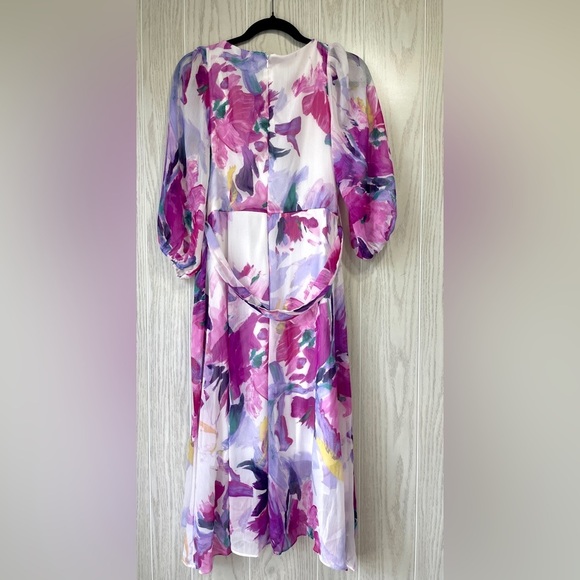 DKNY Floral Asymmetric Wrap Dress Size 10 NWT - Picture 6 of 6